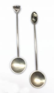 Sterling silver spoons with faceted rock crystal and tourmaline quartz detail