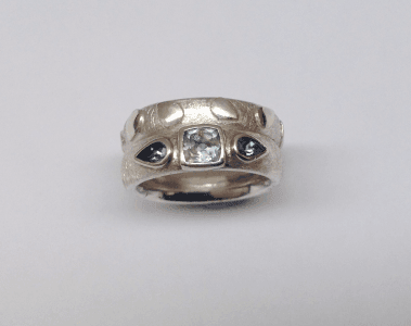 Wedding and engagement ring sterling silver, aquamarine, topaz