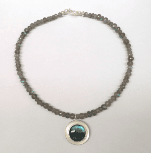 Labradorite set in sterling silver, labradorite beads
