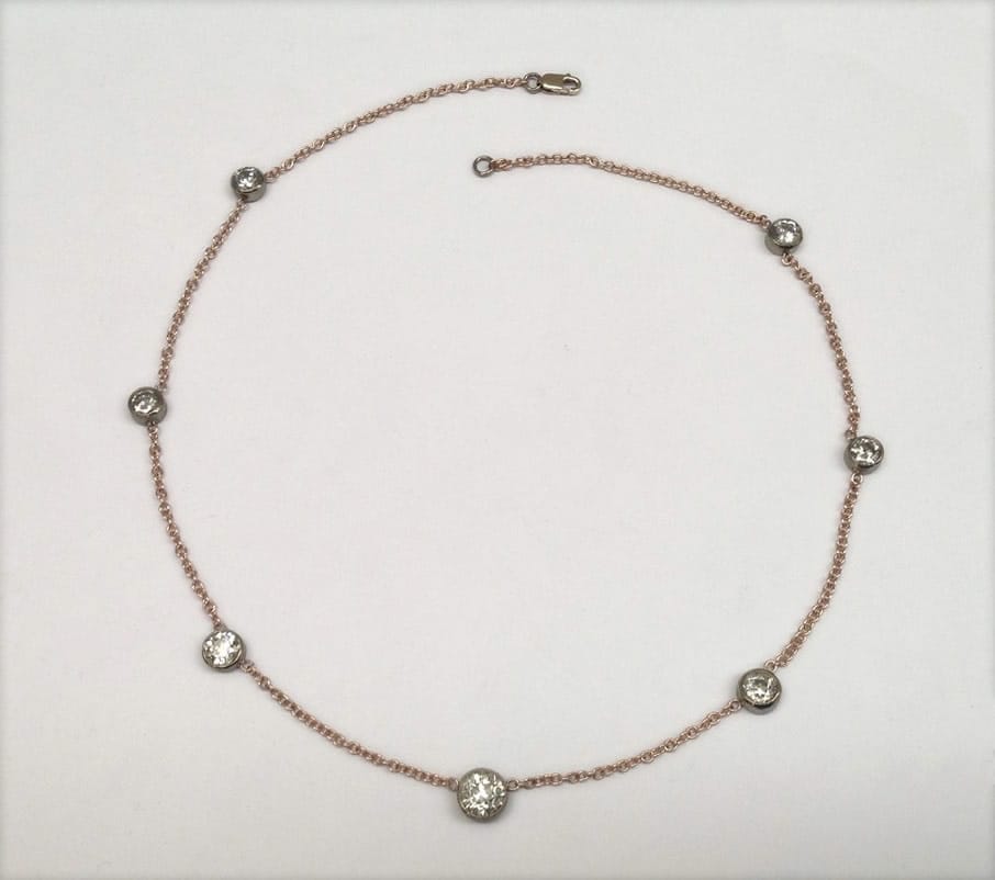 Diamond rose gold necklace