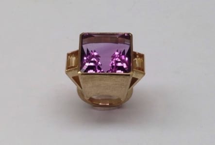 18 carat yellow gold ring with amethyst and citrine