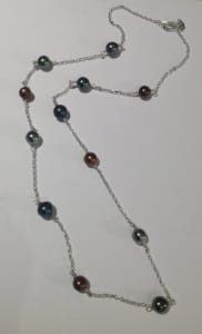 Sterling silver, freshwater pearls and Tahitian pearls necklace